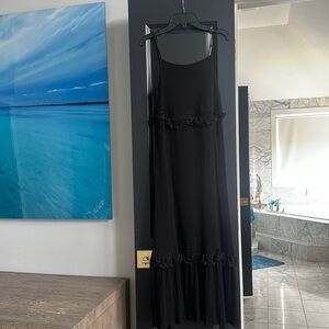 Black Flowy Lace Detail Dress